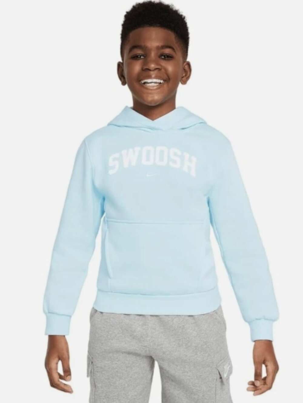 Nike Sportswear SWOOSH Big Kids' Pullover Hoodie (Blue) Size Small